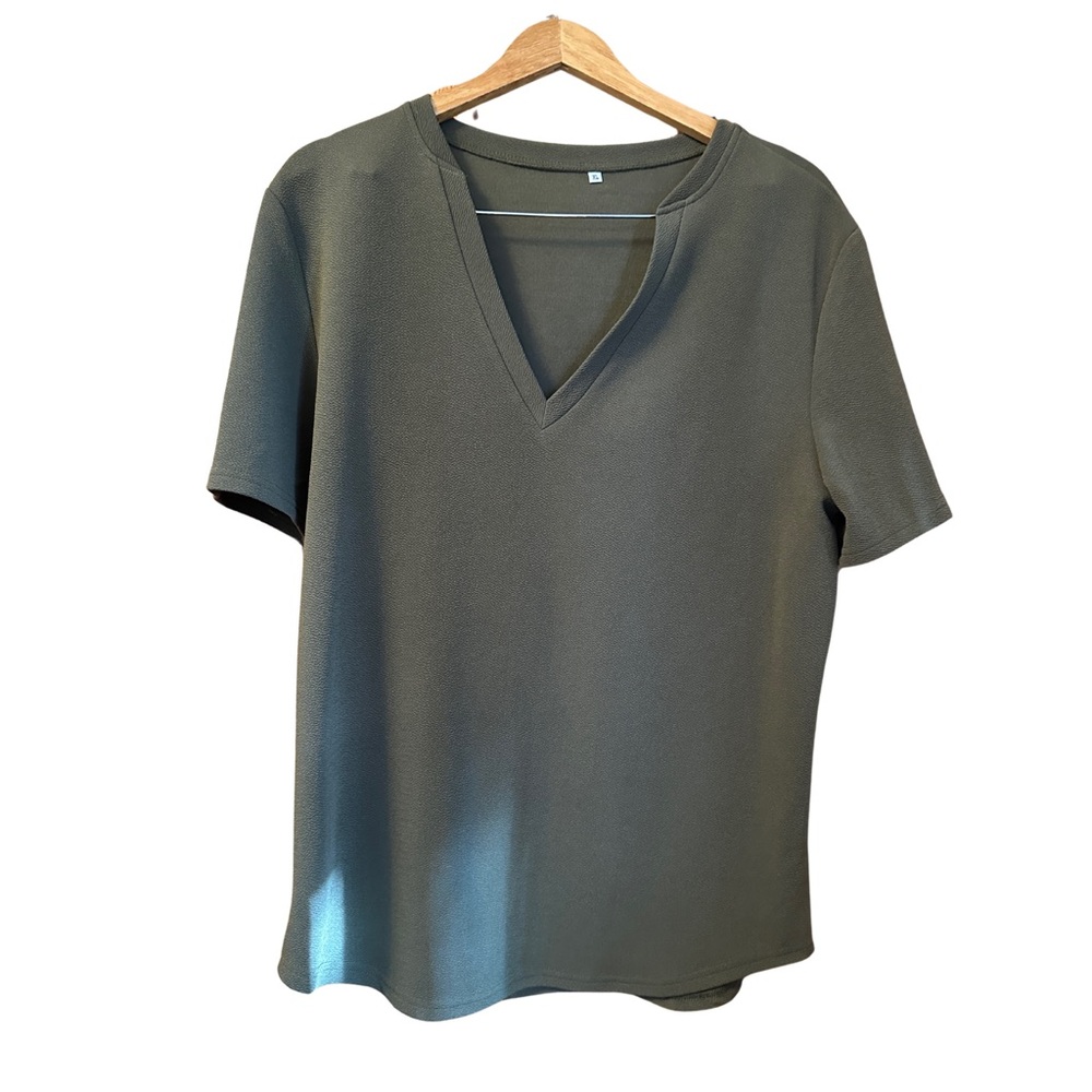 V-Neck Olive Green Women's Top XL